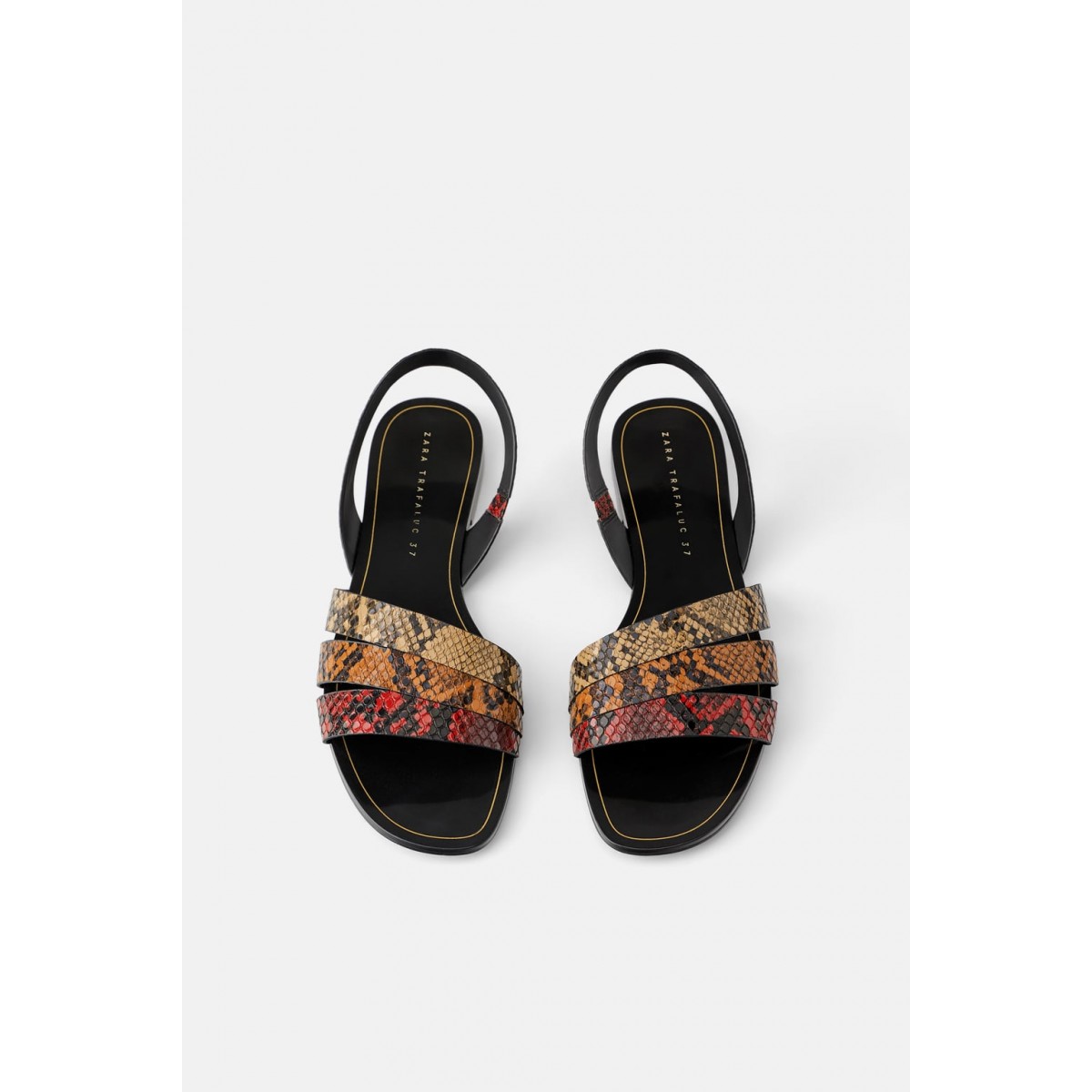 Zara Animal Print Flat Sandals With Straps